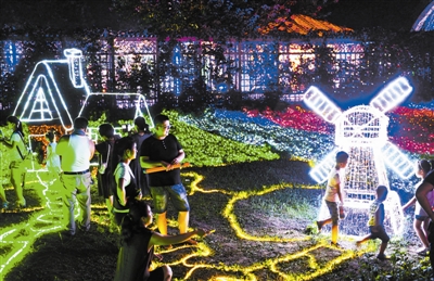 日观草雕展 夜赏光影秀